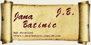 Jana Batinić vizit kartica